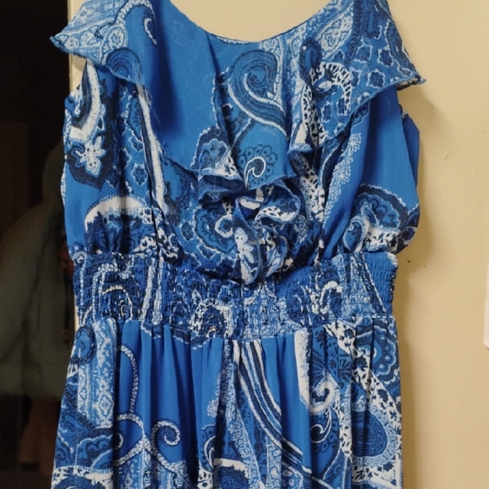 Faded Glory Blue Patterned Dress